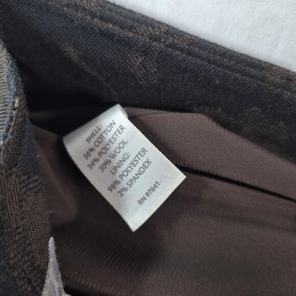 J Jill Skirt Womens 4 Petite Black Brown Wool Blend A Line Pleated Midi Length - Picture 8 of 9